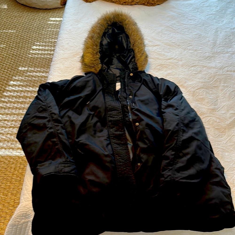 Women’s Old Navy Black Utility Jacket with Faux Fur XXL
